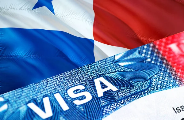 Panama visa document close up, 3D rendering. Passport visa on Pa