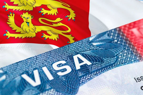 Sark Island Visa Document, with Sark Island flag in background,