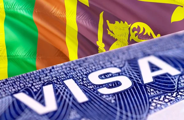 Sri Lanka visa document close up, 3D rendering. Passport visa on