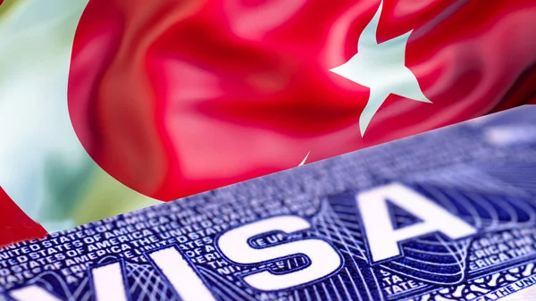 Turkey visa document close up, 3D rendering. Passport visa on Tu
