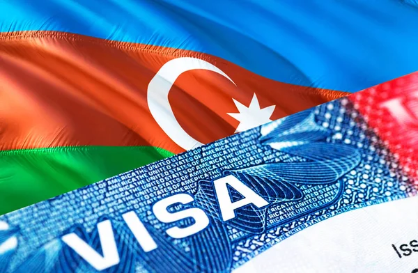 Azerbaijan visa document close up, 3D rendering. Passport visa o