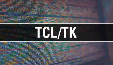 İkili kod dijital teknoloji arka plan ile Tcl / Tk. Soyut 