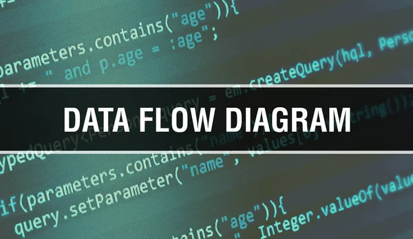 Diagrama de fluxo de dados com fundo de tecnologia digital de código binário — Fotografia de Stock