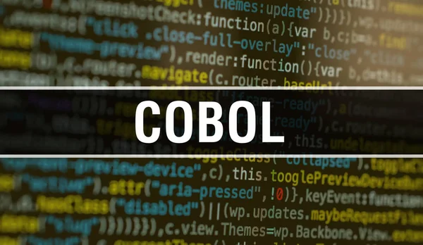 COBOL met abstracte technologie binaire code achtergrond. digitale bi — Stockfoto