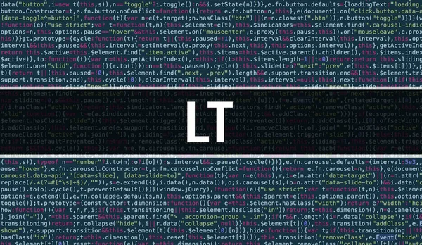 LT text written on Programming code abstract technology backgrou