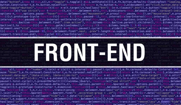 Front-end text written on Programming code abstract technology b