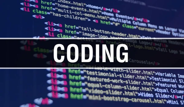 Program geliştirmek için kod kullanarak kodlama kavramı illüstrasyon bir — Stok fotoğraf