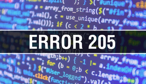 Fout 205 tekst geschreven over programmeercode abstracte technologie b — Stockfoto