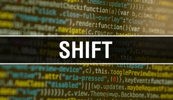 Shift with Abstract Technology Binary code Background.Digital bi