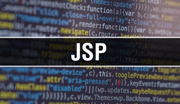 JSP with Abstract Technology Binary code Background.Digital bina