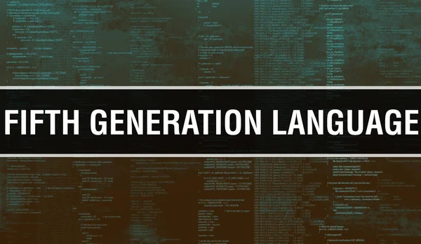 Fifth generation language with Digital java code text. Fifth gen