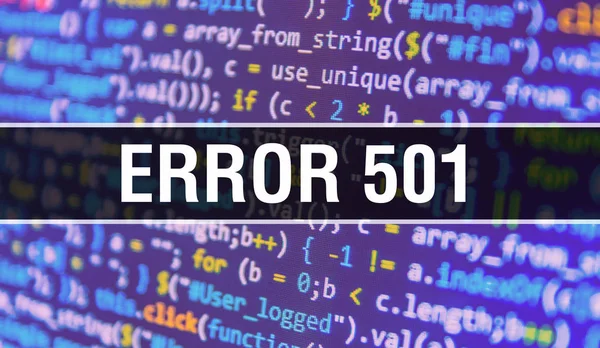 Error 501 texto escrito en el código de programación tecnología abstracta b — Foto de Stock