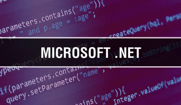 Microsoft .NET with Binary code digital technology background. A