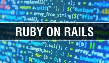 Soyut Teknoloji İkili kod Background.Di ile Raylar Üzerinde Ruby