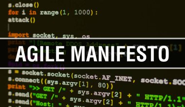 Dijital java kod metni ile Çevik Manifesto. Çevik Manifesto ve