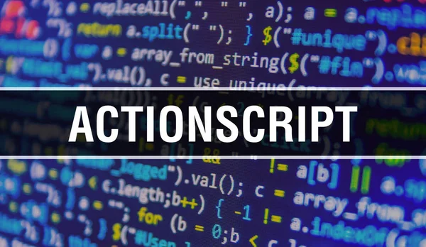 Actionscript-Konzept mit zufälligen Teilen des Programmcodes. Aktionenc — Stockfoto