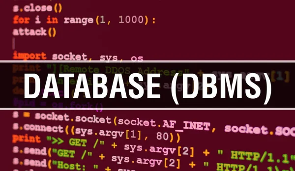 DATABASE (DBMS) com texto de código java digital. DATABASE (DBMS) e — Fotografia de Stock