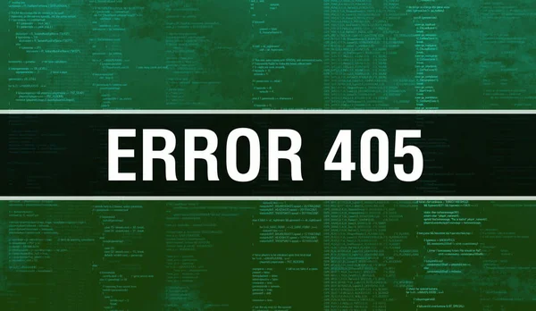 Error 405 con fondo de tecnología digital de código binario. Abstra — Foto de Stock