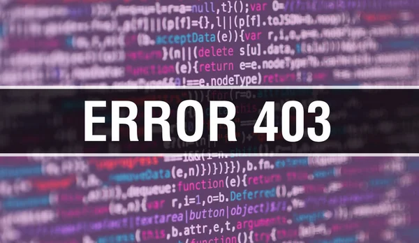 Concepto de error 403 con partes aleatorias del código de programa. Error 403 w — Foto de Stock