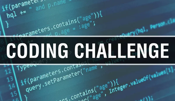 Kodning Challenge text skriven på programmering kod abstrakt tekn — Stockfoto