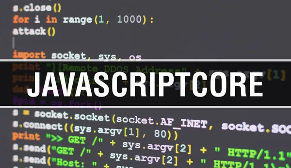 Концепция JavaScriptCore с Random Parts of Program Code. JavaSc — стоковое фото