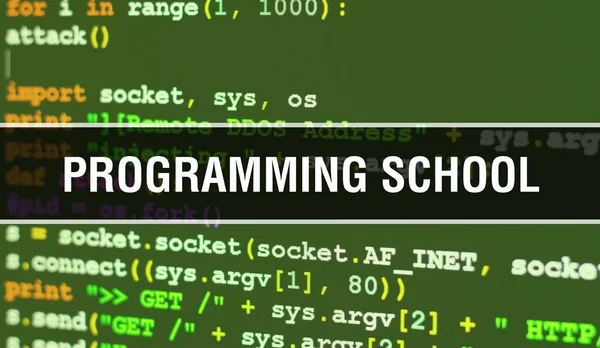 Programming school text written on Programming code abstract tec — Stock Photo, Image