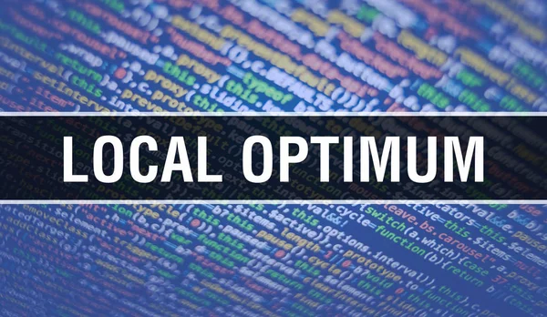 Lokale optimale tekst geschreven op programmeercode abstract techno — Stockfoto