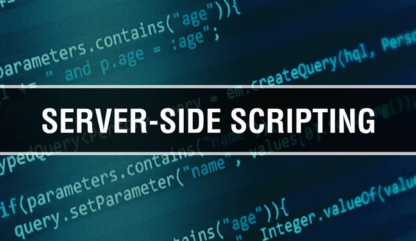 Server-side scripting with Binary code digital technology backgr