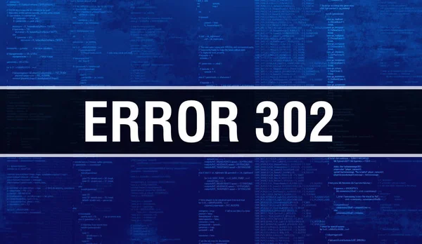 Error 302 with Binary code digital technology background. Abstra