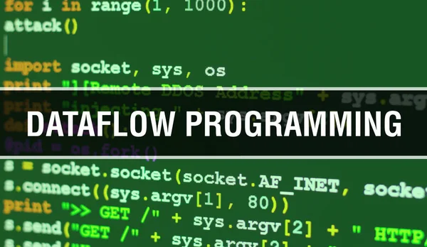 Dataflow Programming text written on Programming code abstract t — Stock Photo, Image