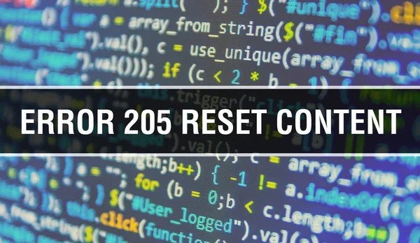 Error 205 Reset Content concept illustration using code for dev