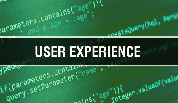 USER EXPERIENCE  with Digital java code text. USER EXPERIENCE  a