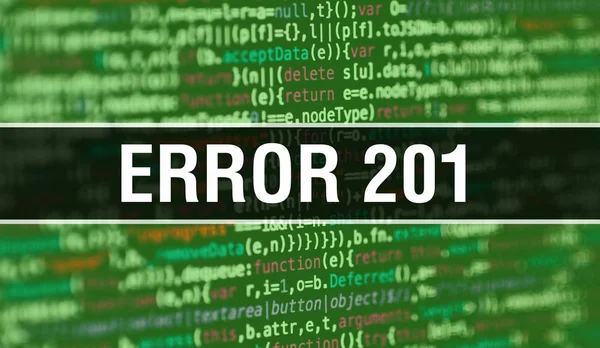 Concepto de error 201 con partes aleatorias del código de programa. Error 201 w —  Fotos de Stock
