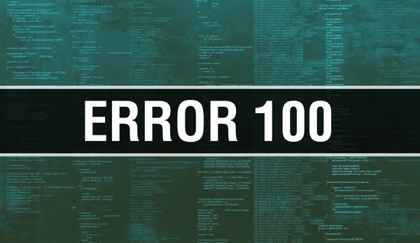 Galat 100 dengan latar belakang teknologi digital kode Binary. Abstra — Stok Foto