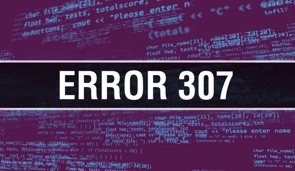 Error 307 con texto de código java digital. Error 307 y Computadora así — Foto de Stock