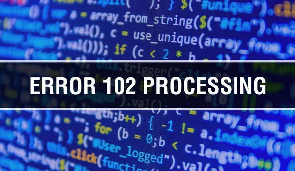 Error 102 Processing concept illustration using code for develo