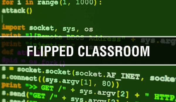 FLIPPED CLASSROOM text written on Programming code abstract tech