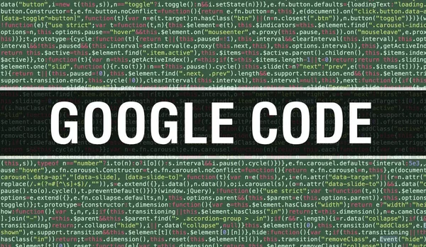 Google codetekst geschreven op programmeercode abstracte technologie — Stockfoto