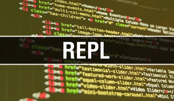 REPL εικόνα έννοια χρησιμοποιώντας κώδικα για την ανάπτυξη προγραμμάτων και — Φωτογραφία Αρχείου