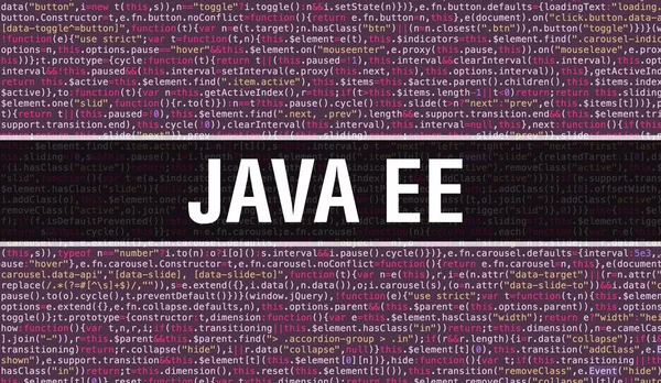 Java EE text written on Programming code abstract technology bac