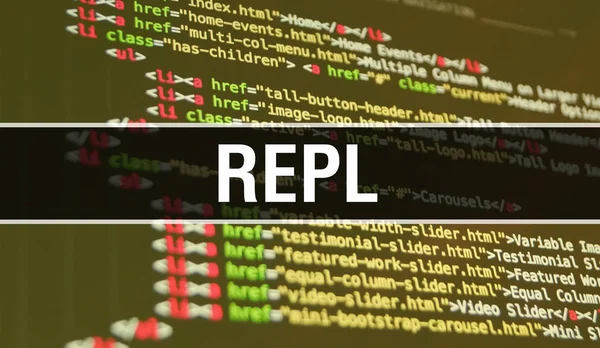 Repl Konzept Illustration mit Code für die Entwicklung von Programmen und — Stockfoto