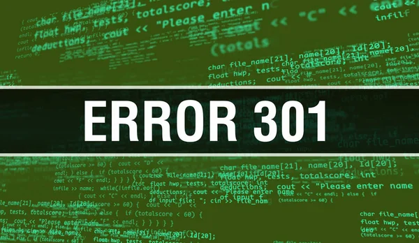 Σφάλμα 301 με ψηφιακό κείμενο κώδικα Java. Εμφανίζεται το σφάλμα 301 και ο υπολογιστής — Φωτογραφία Αρχείου