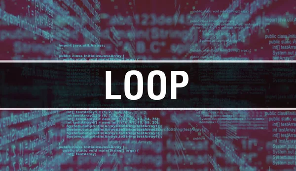 Lus met digitale Java-codetekst. Loop-en computer software COD — Stockfoto