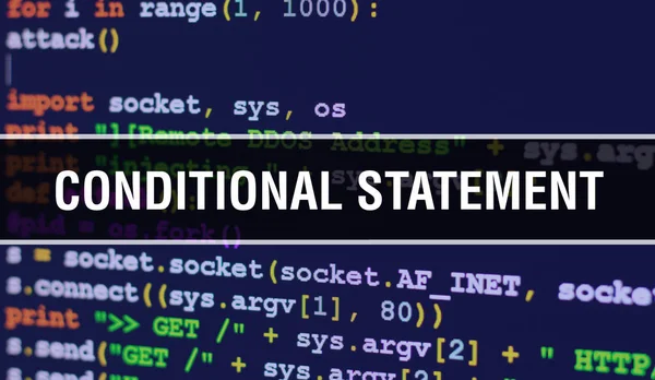 Texto de declaración condicional escrito en código de programación abstract —  Fotos de Stock