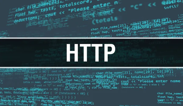 http with Digital java code text. http and Computer software cod