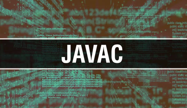 Javac med digital Java-kodtext. Javac och datorprogram c — Stockfoto