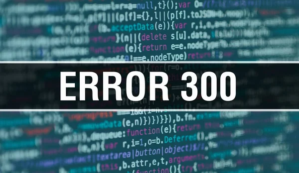 Error 300 Konzept mit zufälligen Teilen des Programmcodes. Fehler 300 w — Stockfoto