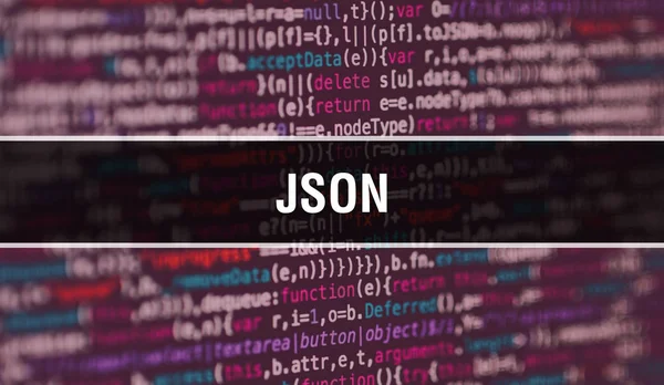 JSON with Abstract Technology Binary code Background.Digital bin