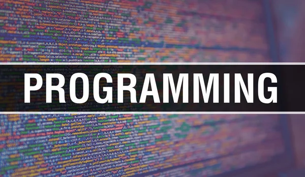 Programmering med binär kod digital teknik bakgrund. Abst — Stockfoto