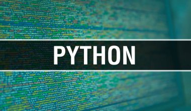 İkili kod dijital teknoloji arka plan ile Python. Soyut 